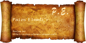Paizs Elemér névjegykártya